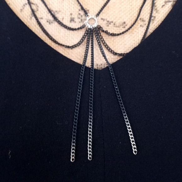 Nicole Miller Black Patina Silver Tip Cascading Drop Tassel Necklace - Picture 3 of 7